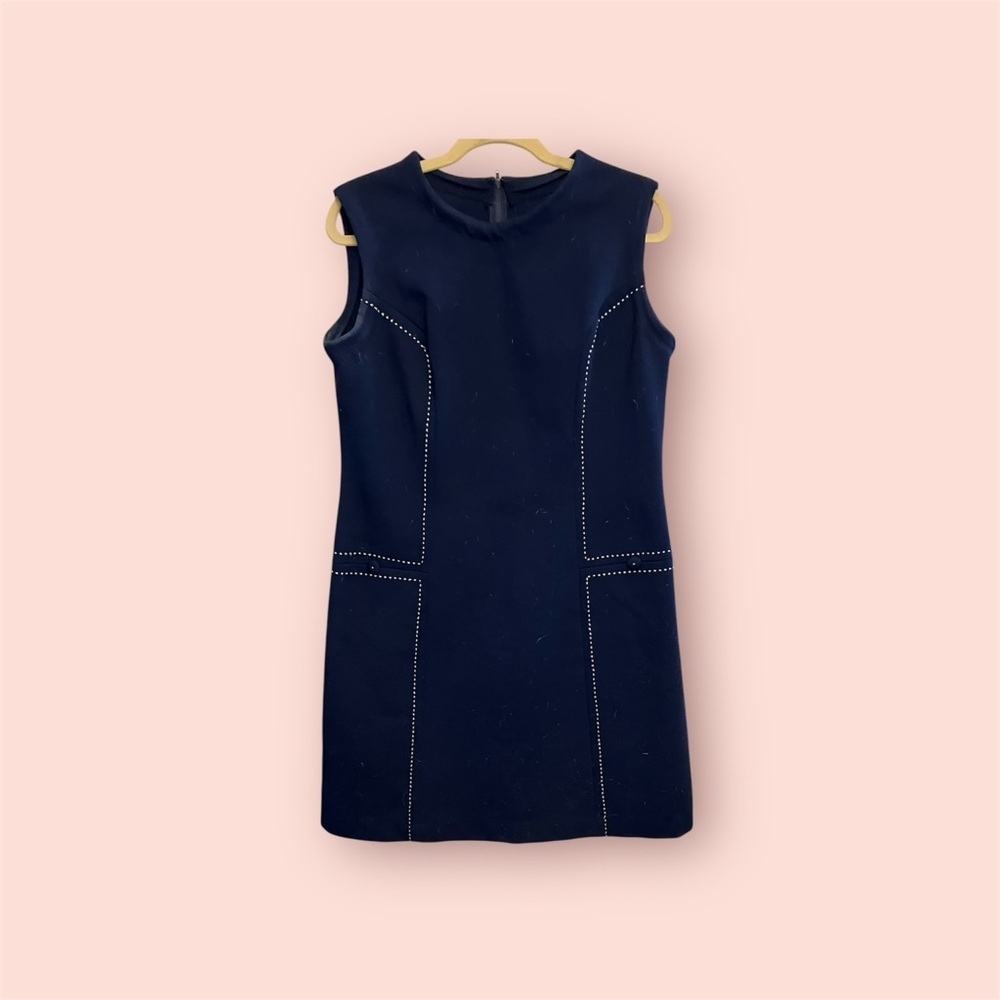 Vintage Navy Dress With White Stitching